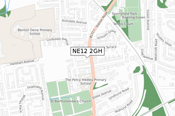 NE12 2GH map - large scale - OS Open Zoomstack (Ordnance Survey)