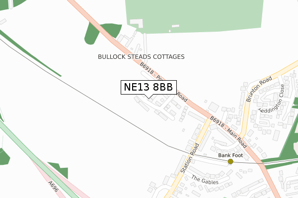 NE13 8BB map - large scale - OS Open Zoomstack (Ordnance Survey)