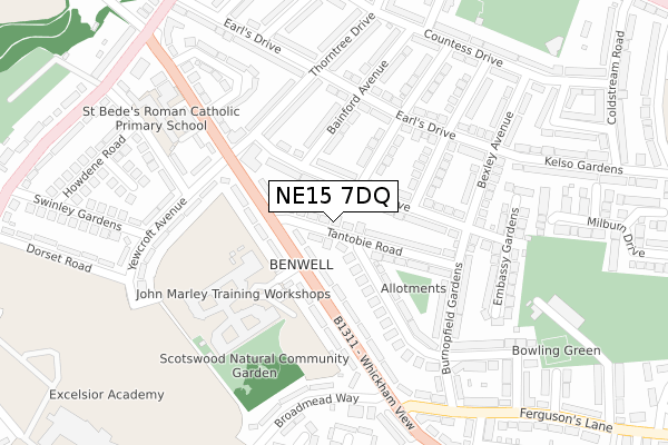 NE15 7DQ map - large scale - OS Open Zoomstack (Ordnance Survey)