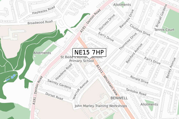 NE15 7HP map - large scale - OS Open Zoomstack (Ordnance Survey)