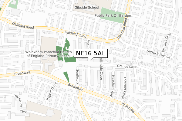 NE16 5AL map - large scale - OS Open Zoomstack (Ordnance Survey)