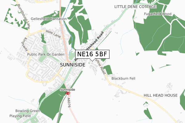 NE16 5BF map - small scale - OS Open Zoomstack (Ordnance Survey)