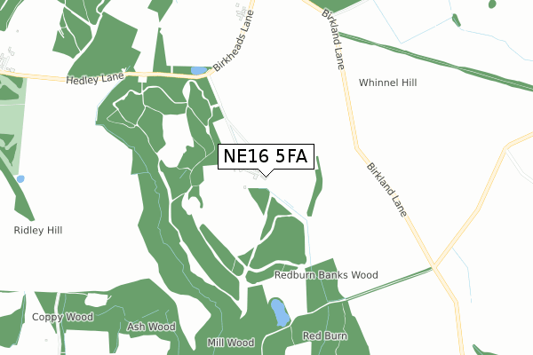 NE16 5FA map - small scale - OS Open Zoomstack (Ordnance Survey)