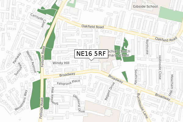 NE16 5RF map - large scale - OS Open Zoomstack (Ordnance Survey)