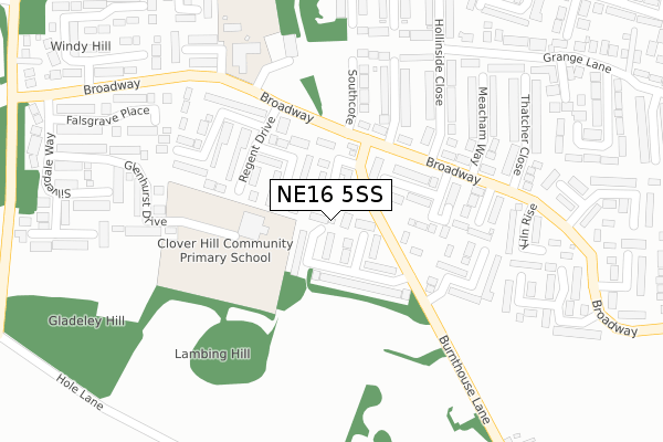 NE16 5SS map - large scale - OS Open Zoomstack (Ordnance Survey)