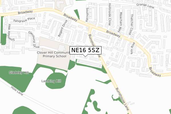 NE16 5SZ map - large scale - OS Open Zoomstack (Ordnance Survey)