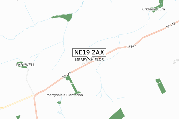 NE19 2AX map - small scale - OS Open Zoomstack (Ordnance Survey)