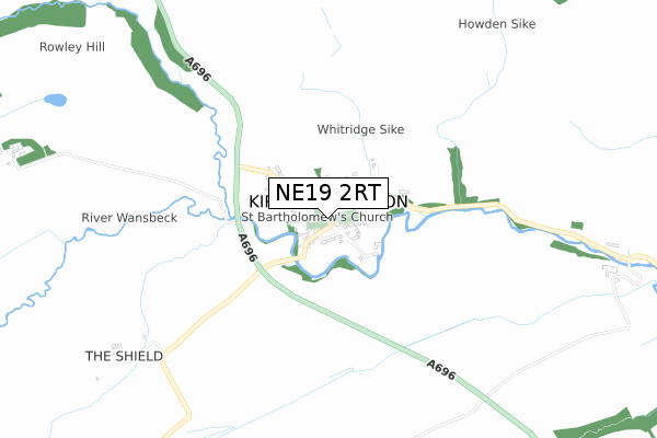 NE19 2RT map - small scale - OS Open Zoomstack (Ordnance Survey)