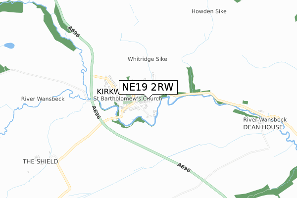 NE19 2RW map - small scale - OS Open Zoomstack (Ordnance Survey)