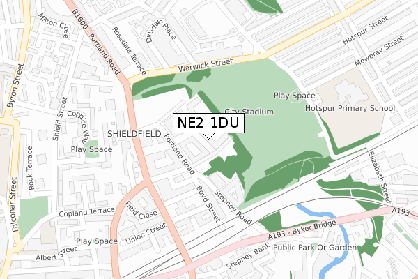 NE2 1DU map - large scale - OS Open Zoomstack (Ordnance Survey)