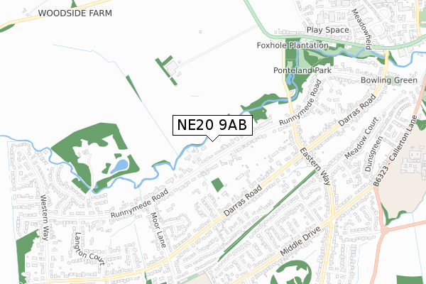 NE20 9AB map - small scale - OS Open Zoomstack (Ordnance Survey)