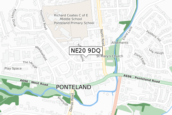 NE20 9DQ map - large scale - OS Open Zoomstack (Ordnance Survey)