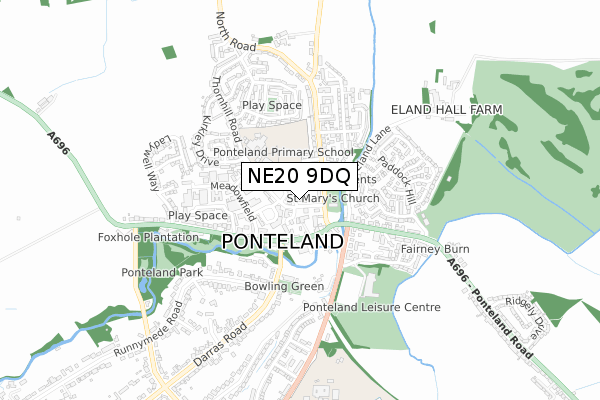 NE20 9DQ map - small scale - OS Open Zoomstack (Ordnance Survey)