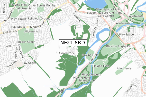 NE21 6RD map - small scale - OS Open Zoomstack (Ordnance Survey)