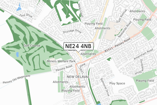 NE24 4NB map - small scale - OS Open Zoomstack (Ordnance Survey)