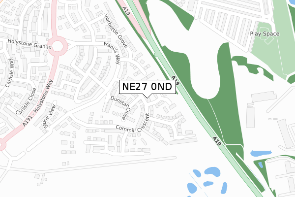 NE27 0ND map - large scale - OS Open Zoomstack (Ordnance Survey)