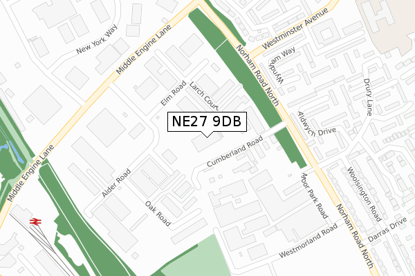 NE27 9DB map - large scale - OS Open Zoomstack (Ordnance Survey)