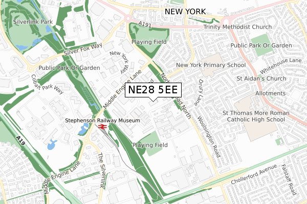 NE28 5EE map - small scale - OS Open Zoomstack (Ordnance Survey)