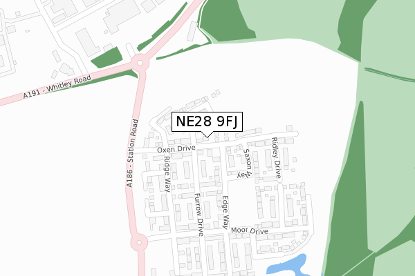 NE28 9FJ map - large scale - OS Open Zoomstack (Ordnance Survey)