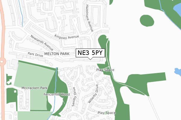 NE3 5PY map - large scale - OS Open Zoomstack (Ordnance Survey)