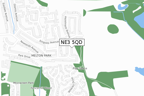 NE3 5QD map - large scale - OS Open Zoomstack (Ordnance Survey)