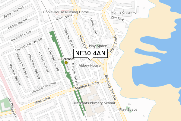 NE30 4AN map - large scale - OS Open Zoomstack (Ordnance Survey)