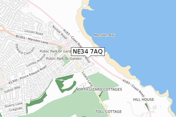 NE34 7AQ map - small scale - OS Open Zoomstack (Ordnance Survey)