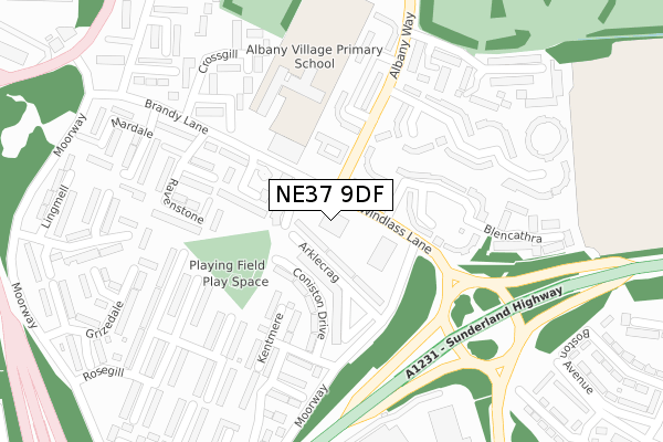 NE37 9DF map - large scale - OS Open Zoomstack (Ordnance Survey)