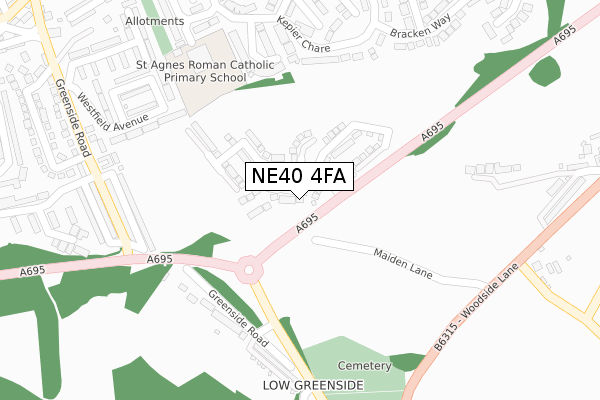 NE40 4FA map - large scale - OS Open Zoomstack (Ordnance Survey)