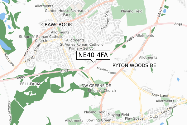 NE40 4FA map - small scale - OS Open Zoomstack (Ordnance Survey)