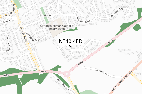 NE40 4FD map - large scale - OS Open Zoomstack (Ordnance Survey)