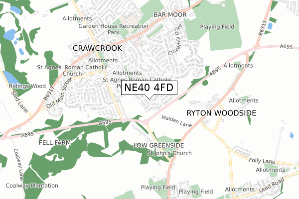 NE40 4FD map - small scale - OS Open Zoomstack (Ordnance Survey)