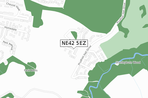 NE42 5EZ map - large scale - OS Open Zoomstack (Ordnance Survey)