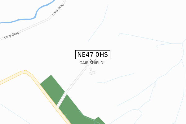 NE47 0HS map - large scale - OS Open Zoomstack (Ordnance Survey)