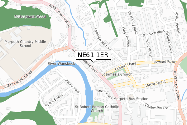 NE61 1ER map - large scale - OS Open Zoomstack (Ordnance Survey)