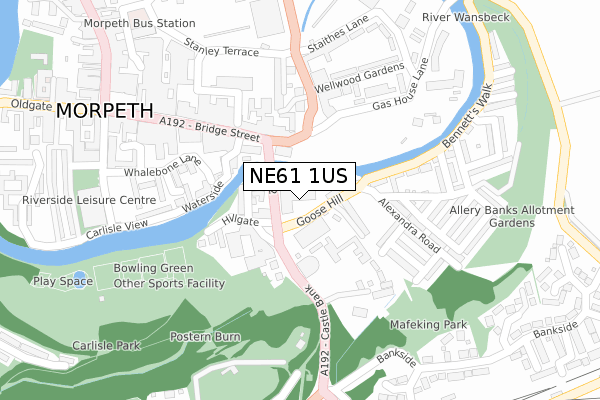 NE61 1US map - large scale - OS Open Zoomstack (Ordnance Survey)