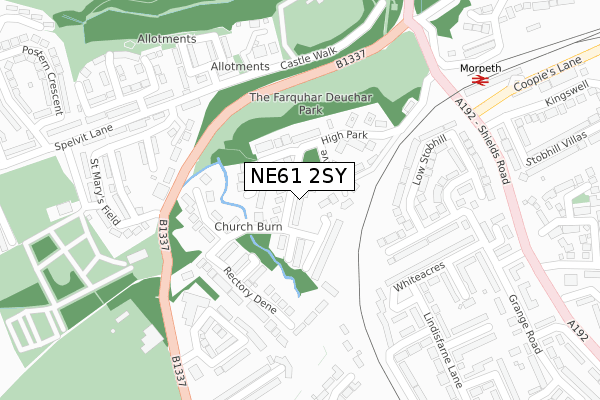 NE61 2SY map - large scale - OS Open Zoomstack (Ordnance Survey)