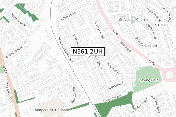 NE61 2UH map - large scale - OS Open Zoomstack (Ordnance Survey)