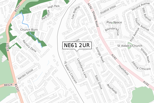 NE61 2UR map - large scale - OS Open Zoomstack (Ordnance Survey)