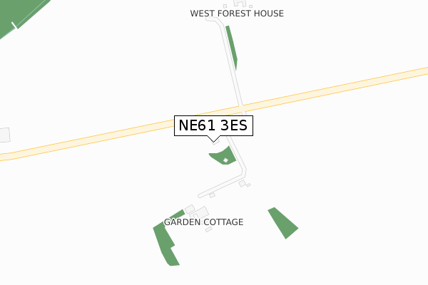 NE61 3ES map - large scale - OS Open Zoomstack (Ordnance Survey)