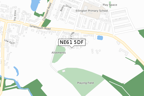 NE61 5DF map - large scale - OS Open Zoomstack (Ordnance Survey)