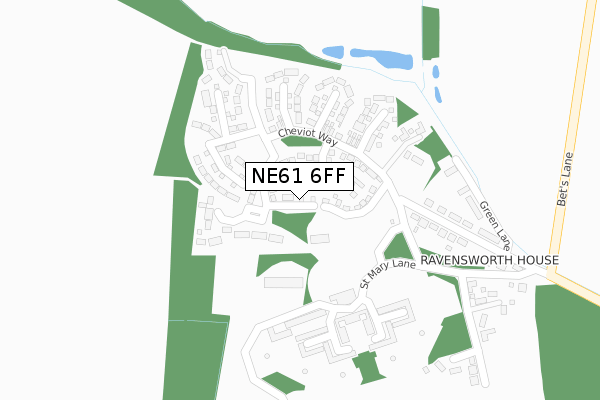 NE61 6FF map - large scale - OS Open Zoomstack (Ordnance Survey)