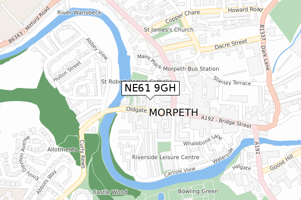 NE61 9GH map - large scale - OS Open Zoomstack (Ordnance Survey)