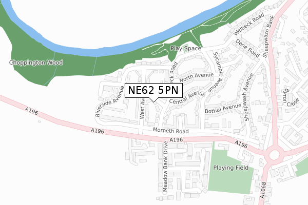 NE62 5PN map - large scale - OS Open Zoomstack (Ordnance Survey)