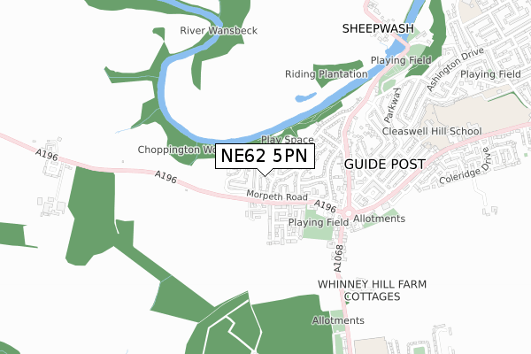 NE62 5PN map - small scale - OS Open Zoomstack (Ordnance Survey)