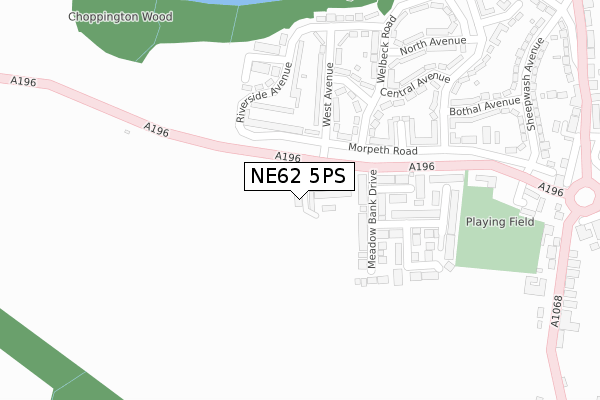 NE62 5PS map - large scale - OS Open Zoomstack (Ordnance Survey)