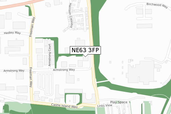 NE63 3FP map - large scale - OS Open Zoomstack (Ordnance Survey)