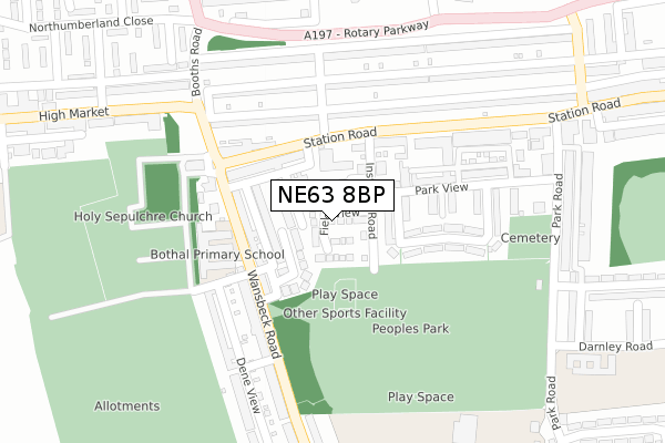 NE63 8BP map - large scale - OS Open Zoomstack (Ordnance Survey)