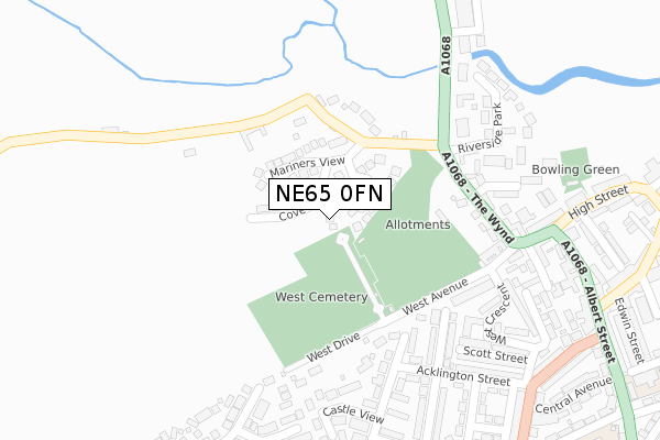 NE65 0FN map - large scale - OS Open Zoomstack (Ordnance Survey)