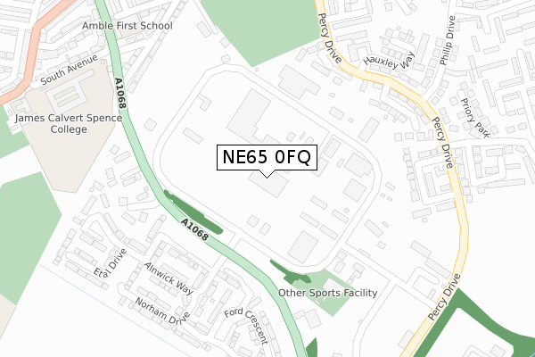 NE65 0FQ map - large scale - OS Open Zoomstack (Ordnance Survey)